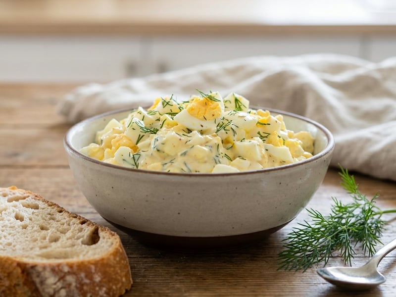 Leichter Eiersalat mit griechischem Joghurt und Dill