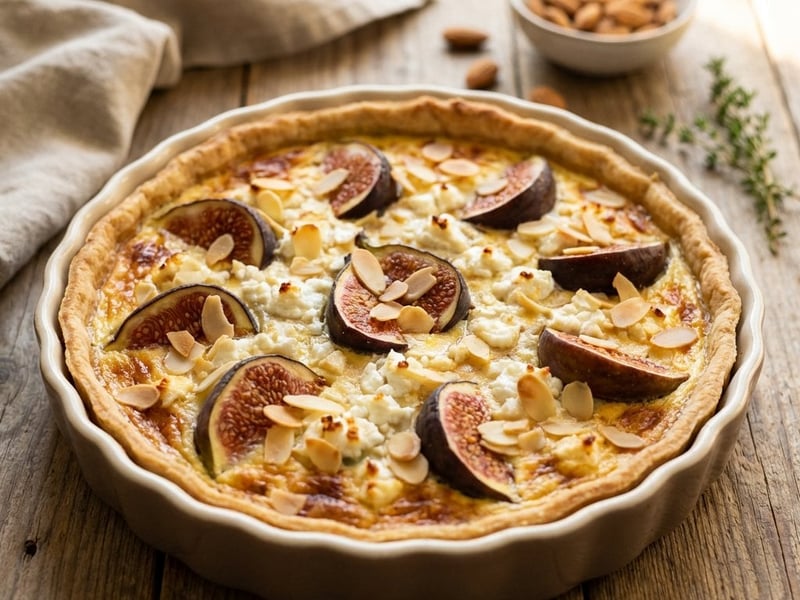 Quiche mit Ziegenkäse, Feigen und Mandeln