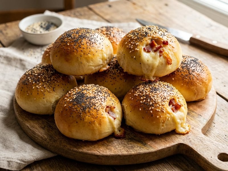 Herzhafte Speck-Mozzarella-Brötchen