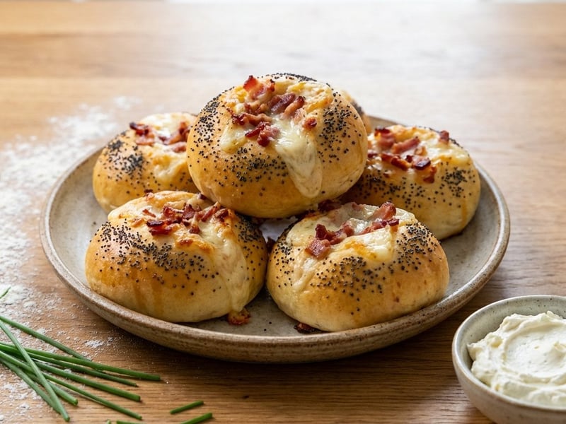 Herzhafte Brötchen mit Speck und Mozzarella