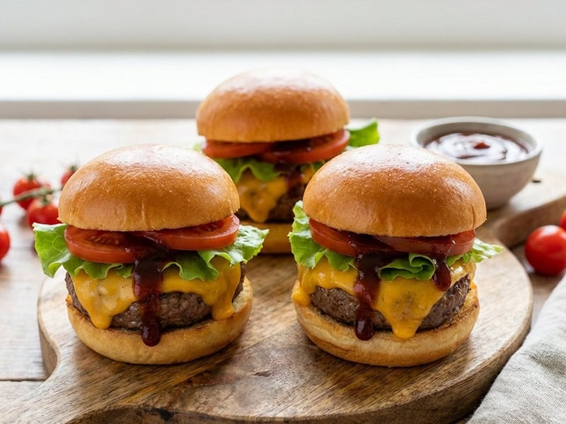 Mini Cheeseburger mit BBQ-Sauce