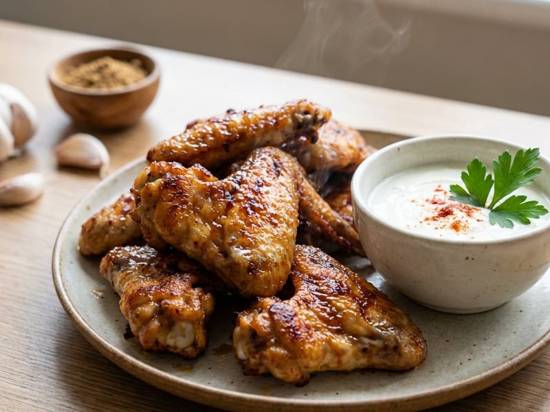 Gegrillte Hähnchenflügel mit Joghurtdip