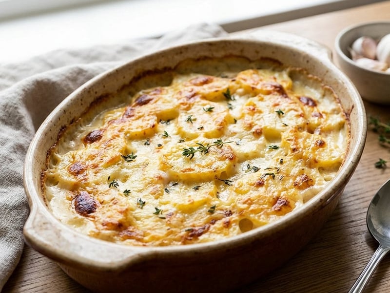 Französisches Kartoffelgratin mit Knoblauch