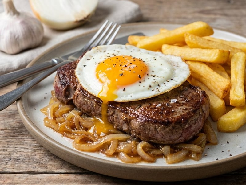 Lomo a lo Pobre – Chilenisches Steak mit Ei und Pommes