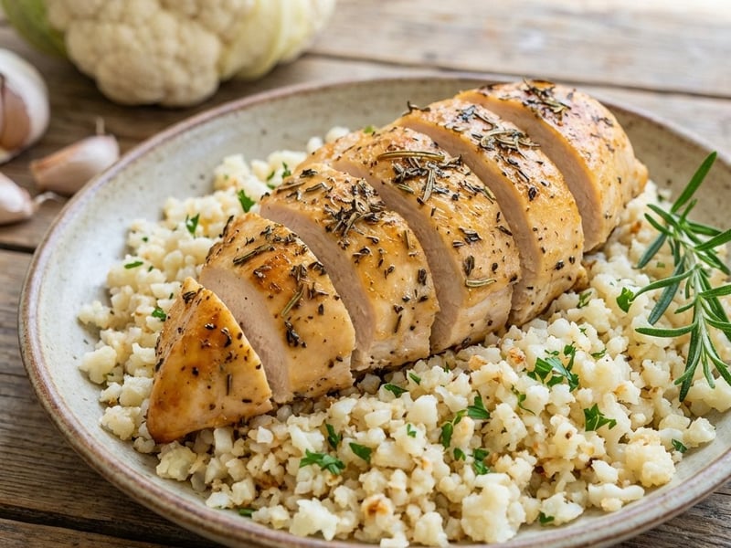 Hähnchen mit Blumenkohlreis