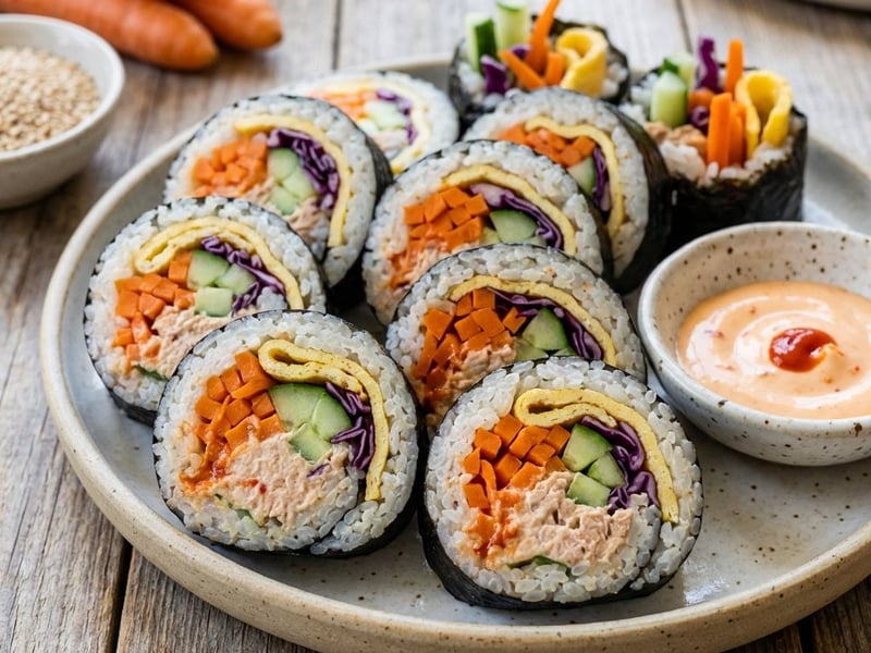 Kimbap mit Thunfisch und knackigem Gemüse