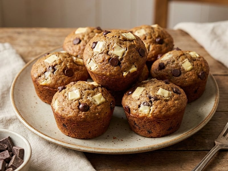 Bananen-Schoko-Muffins mit weißer Schokolade