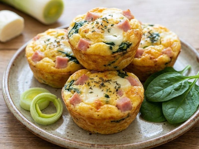 Herzhafte Eier-Muffins mit Mozzarella & Schinken