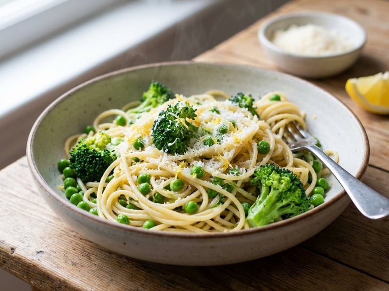 Spaghetti mit Erbsen und Brokkoli
