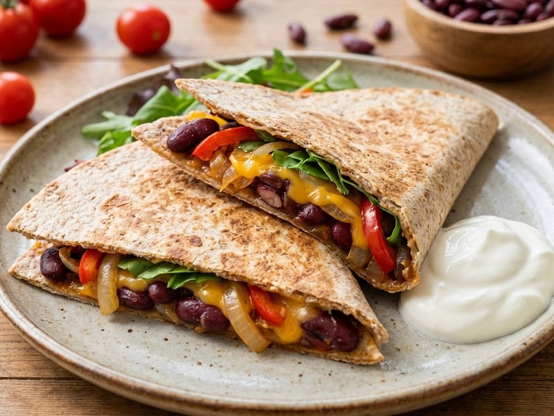 Herzhafter Bohnen-Wrap mit Cheddar