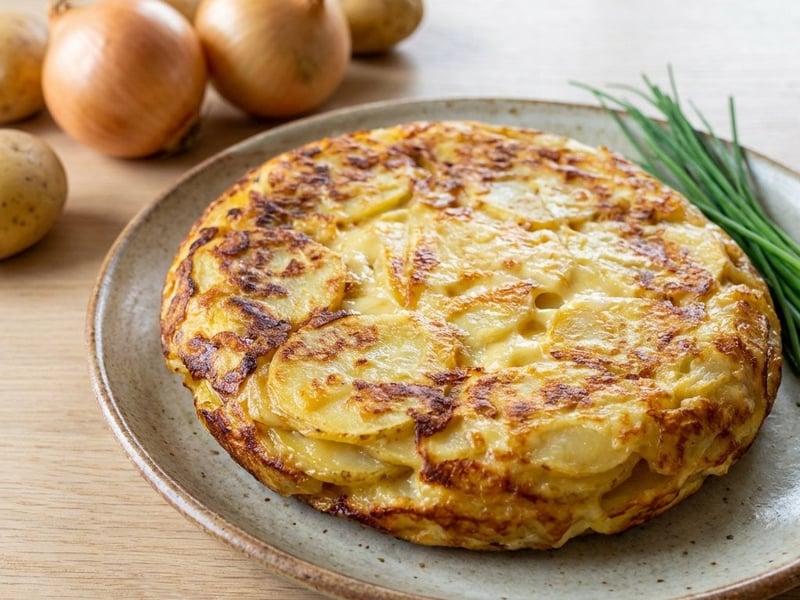Klassische Kartoffeltortilla mit Käse