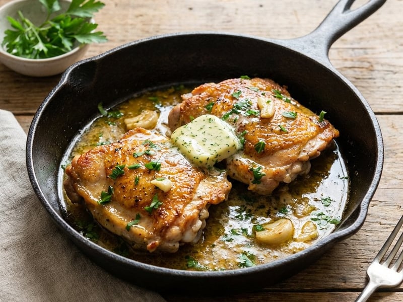 Hähnchenschenkelsteaks mit Kräuterbutter