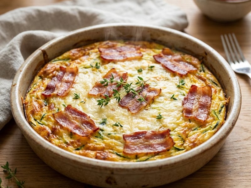 Zucchini-Frittata mit Käse und Speck