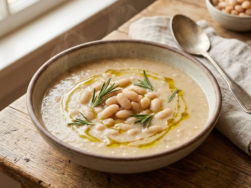 Cremige weiße Bohnensuppe mit Rosmarin