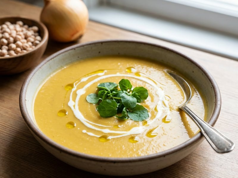 Cremige Kichererbsensuppe mit indischen Gewürzen