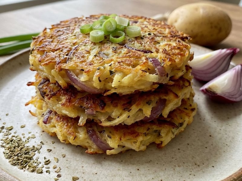 Knusprige Kartoffel-Zwiebel-Puffer aus dem Ofen