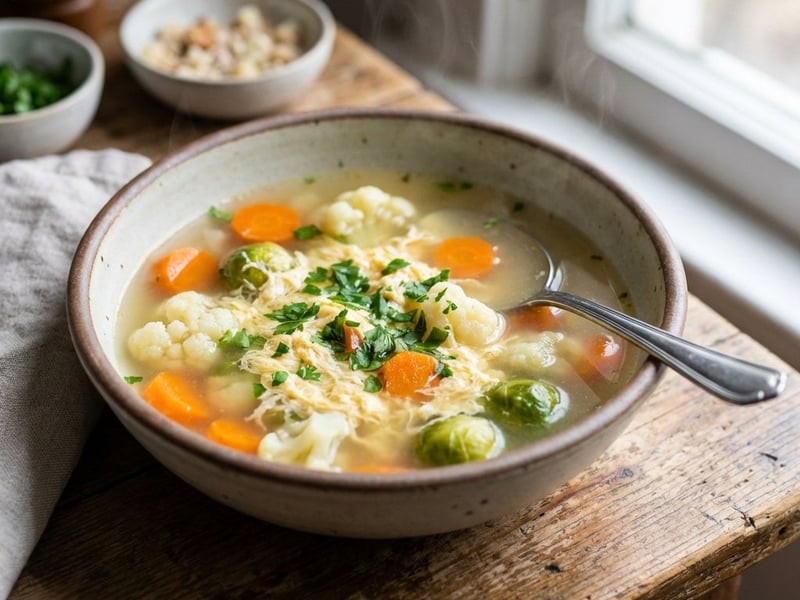 Herzhafte Gemüsesuppe mit Eierstich