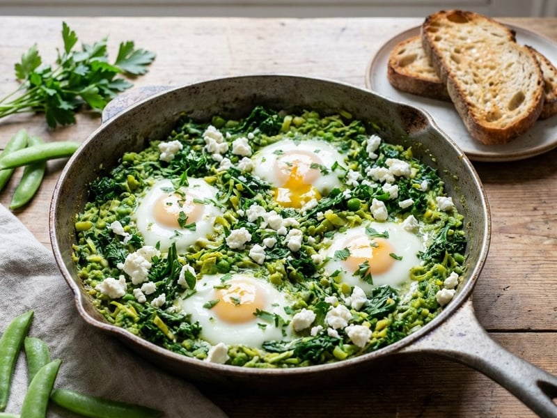 Grüne Shakshuka mit Zucchini und Feta