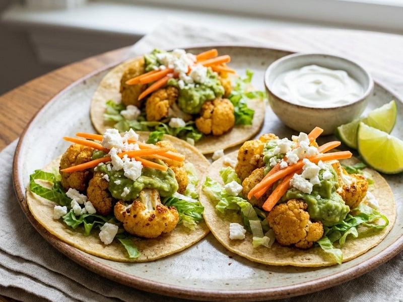 Blumenkohl-Tacos mit Feta und Avocado