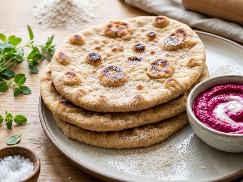 Fluffiges Dinkel-Fladenbrot | Schnelle Beilage zu Dips