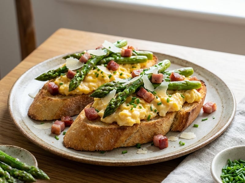 Frühstücksbaguette mit Spargel und Pancetta