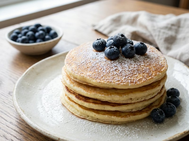 Fluffy Ricotta Pancakes with Blueberries