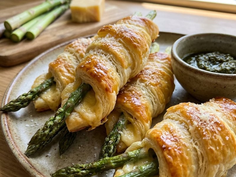 Spargel im Blätterteig mit Käse | Knuspriger Frühlings-Snack