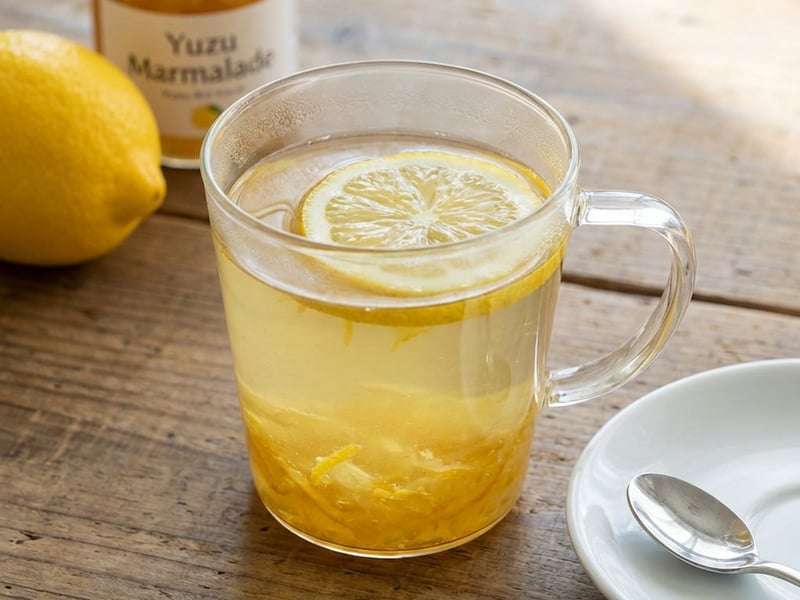 Heißer Yuzu-Tee mit Zitrone