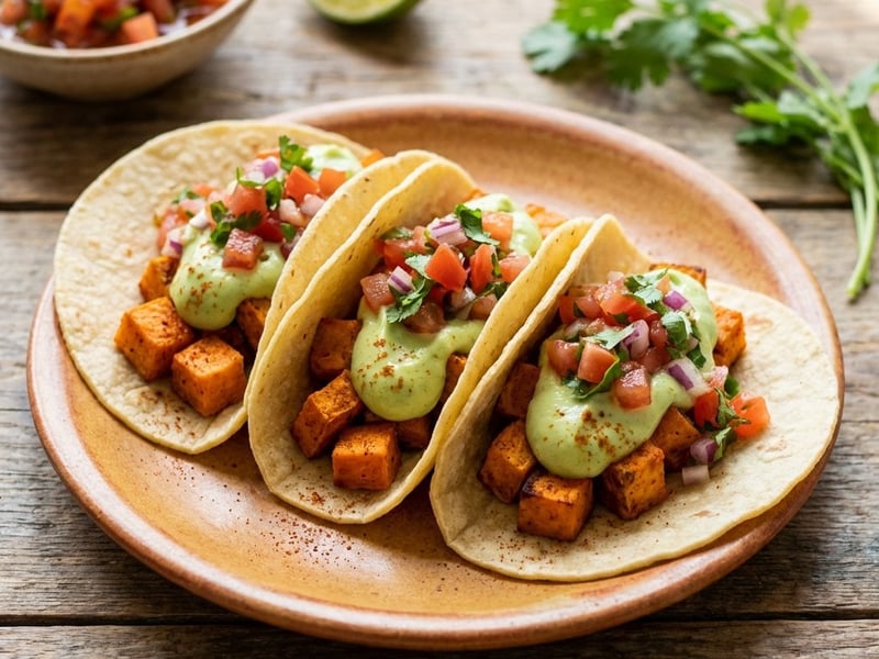 Süßkartoffel-Tacos mit Cayenne-Pfeffer