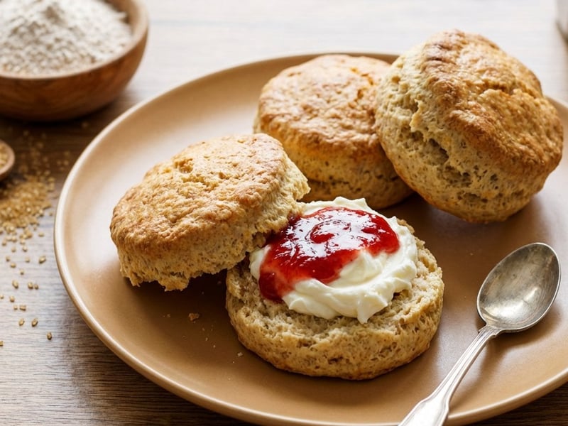 Dinkel-Scones mit Konfitüre und Rahm | Gesundes Frühstück