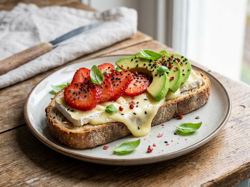 Toast mit Camembert und Erdbeeren