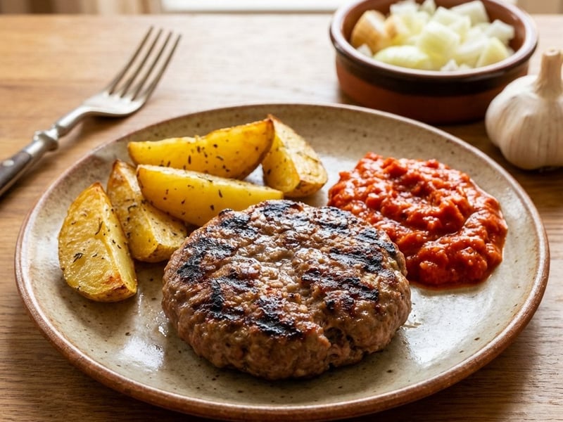 Pljeskavica mit Ajvar | Saftiger Balkan-Klassiker