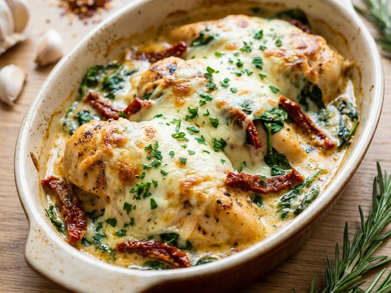 Gebackenes toskanisches Hähnchen | Low Carb & Cremig
