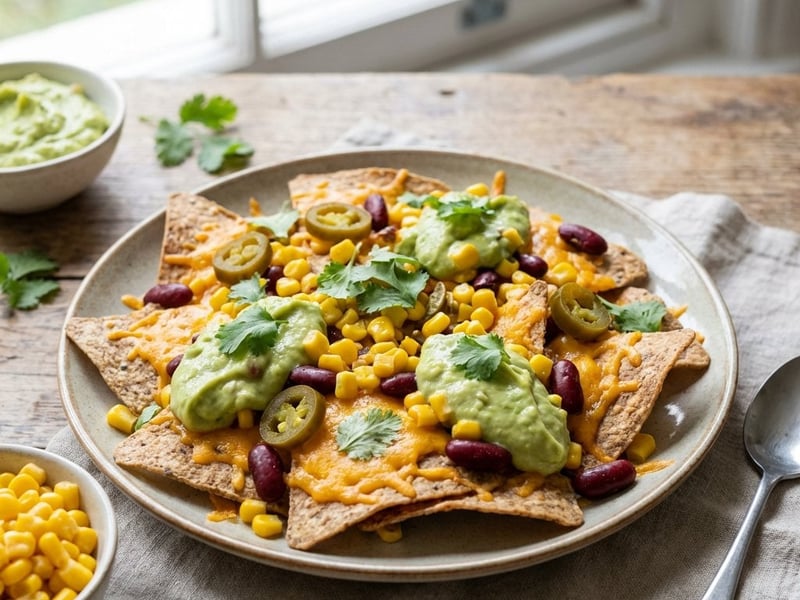 Baked Nacho Platter with Avocado Dip