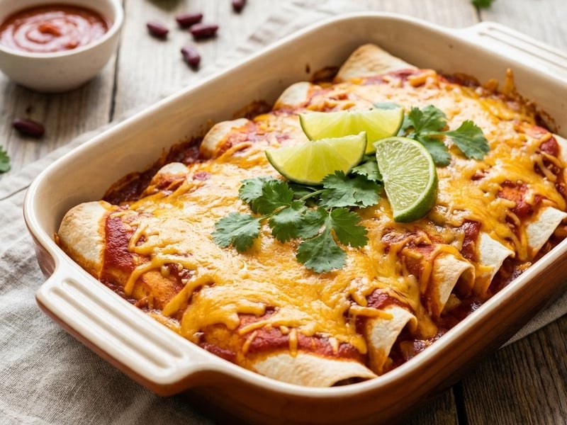 Mexikanische Enchiladas mit Rindfleisch und Bohnen