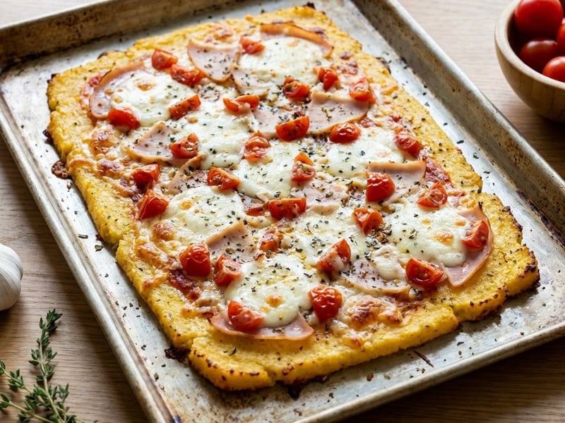 Polenta-Pizza vom Blech