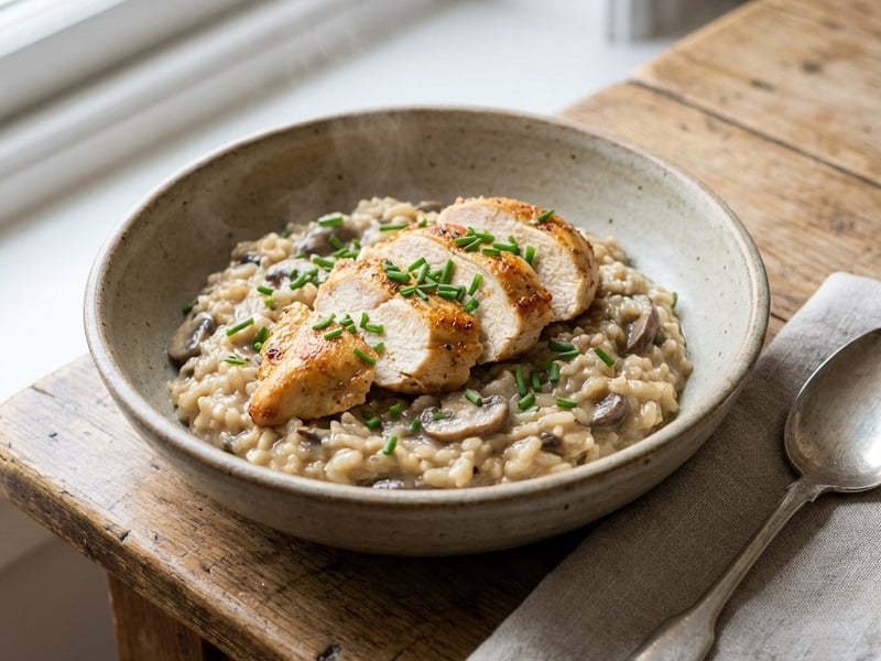 Creamy Mushroom Risotto with Chicken Breast