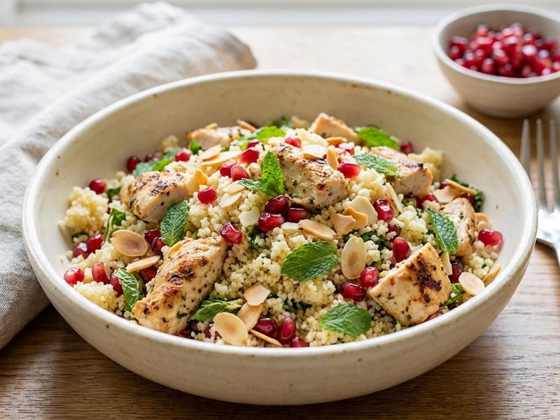 Hähnchen-Couscous-Salat mit Granatapfel Kerne