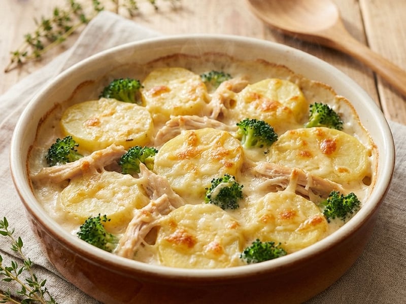 Überbackene Kartoffeln mit Hähnchen und Brokkoli | Proteinreich & Leicht