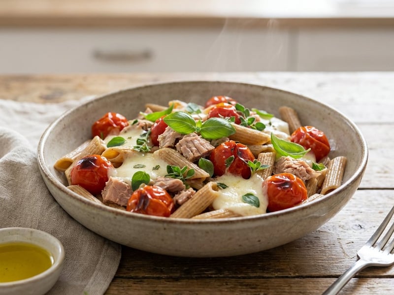 Tuna Pasta with Tomatoes and Mozzarella