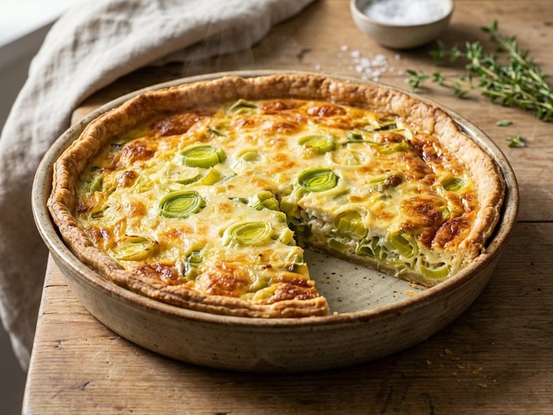 Herzhafte Lauch-Quiche mit Dinkelboden