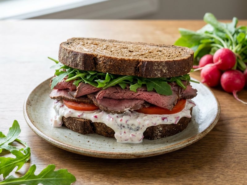 Roastbeef-Sandwich mit Radieschen-Dip | Proteinreich & Frisch
