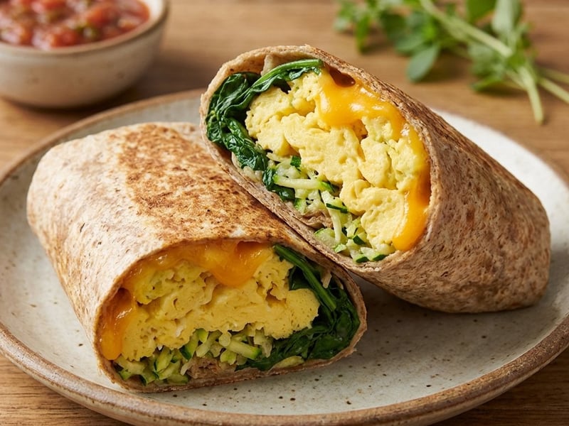 Breakfast Wrap with Zucchini and Baby Spinach