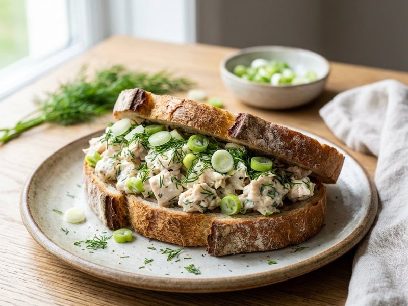 Sandwich mit leichtem Hähnchensalat