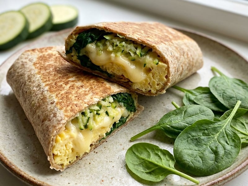 Frühstücks-Wrap mit Zucchini und Babyspinat