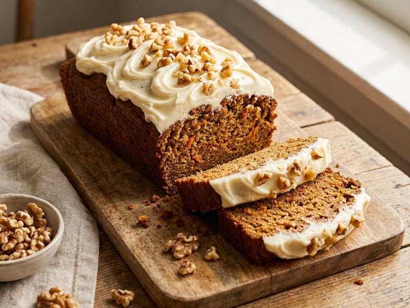 Saftiges Karottenbrot mit Walnüssen und Frischkäse-Frosting