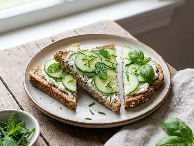 Gurkensandwiches mit Ziegenkäse