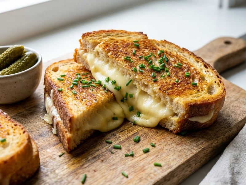Gourmet Grilled Cheese Sandwich mit drei Käsesorten