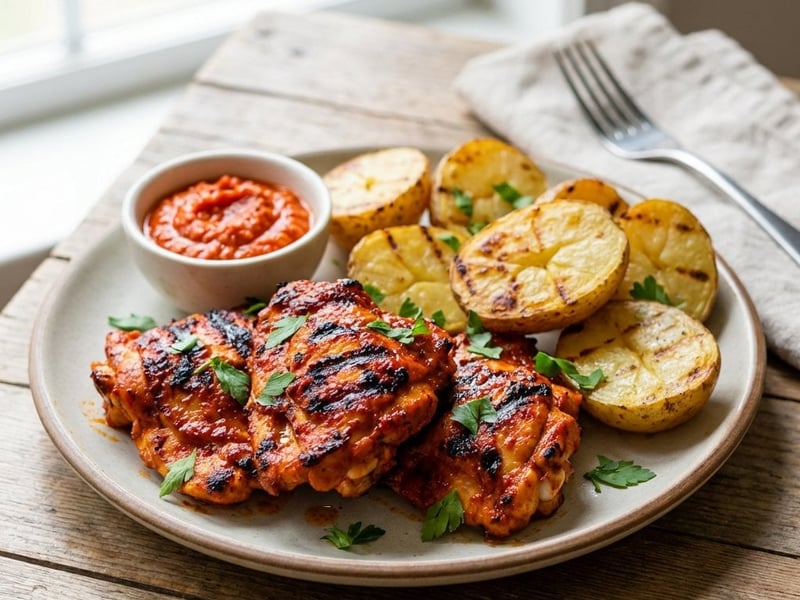 Gegrilltes Hähnchen in roter Marinade