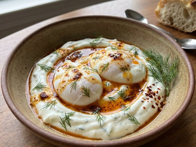 Türkische Eier (Çılbır) mit Chili-Butter